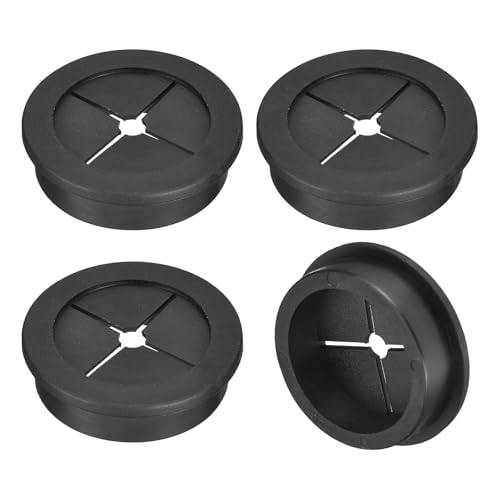 QUARKZMAN 4 stycken kabelgenomföring, 40 mm (1–9/16 tum) skrivbordsgenomföring flexibel gummiring kabelgenomföring trådhålsskydd för kontor datorbord kabelarrangör, svart