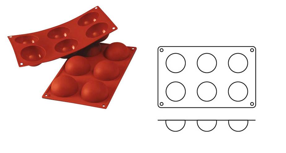 Silikoneform halvkugle, SF003, Ø 60 mm