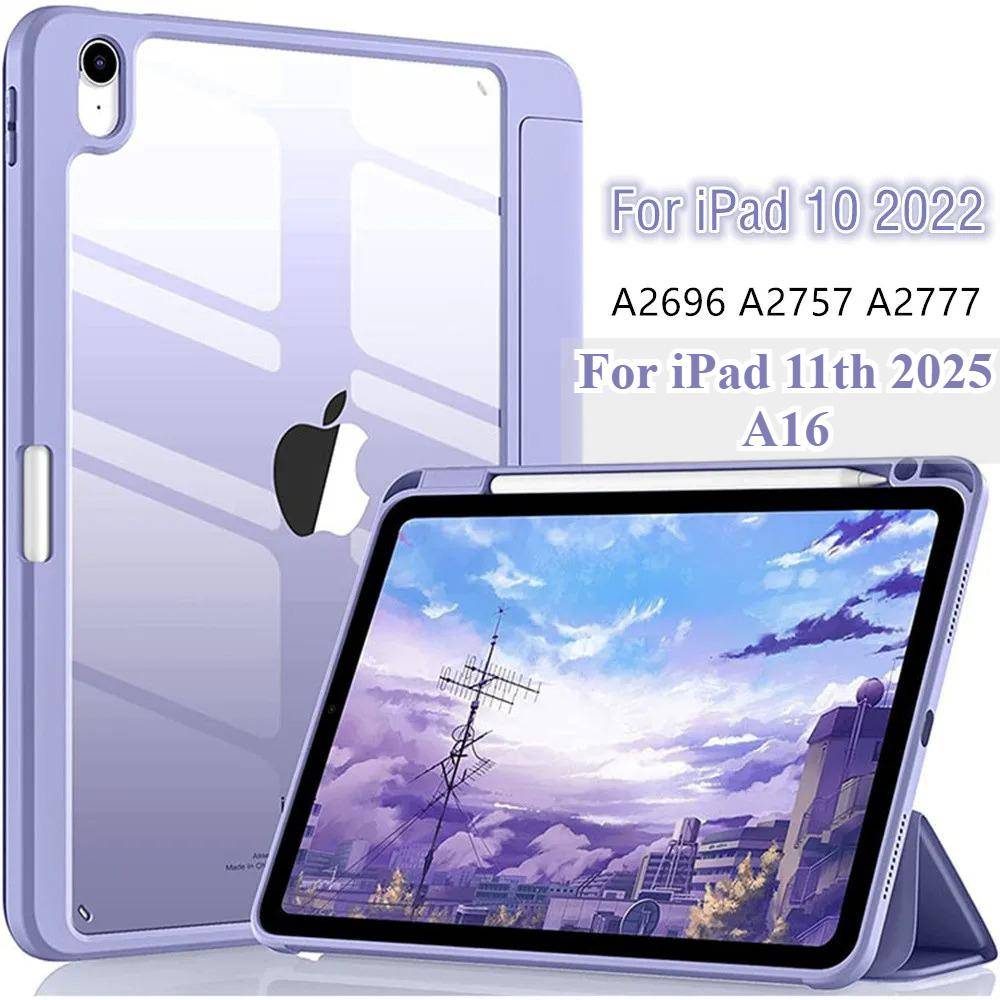 Modefodral för IPad 11:e Generation A16 Fodral för IPad Air 11 13 M3 M2 10:e 10.9 A2696 A2757 A2777 med Fack för Penna Skydd blå