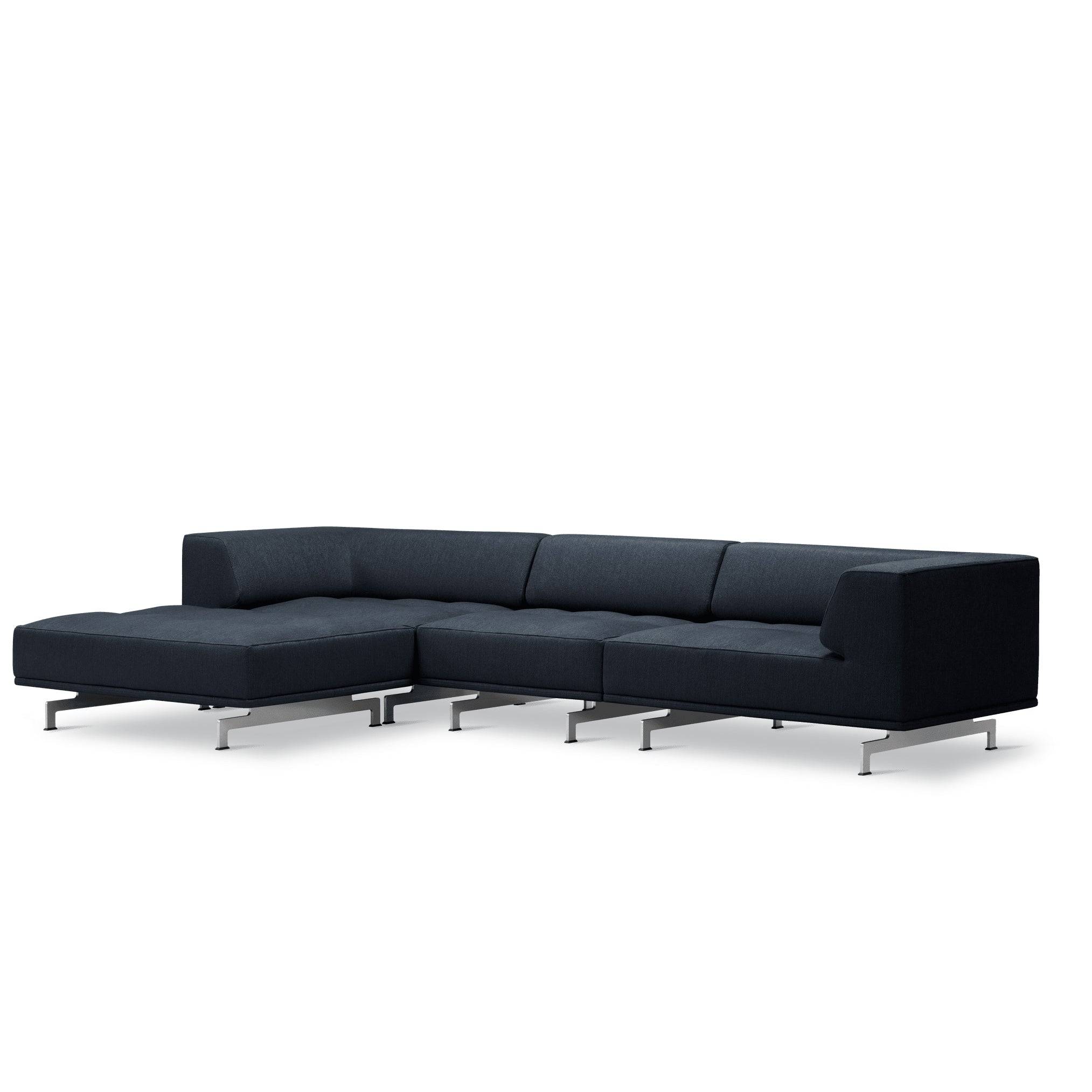 Delphi 450A, 3-personers sofa med skammel fra Fredericia Furniture Keiga 0182 / børstet aluminium - Jacobsen Plus