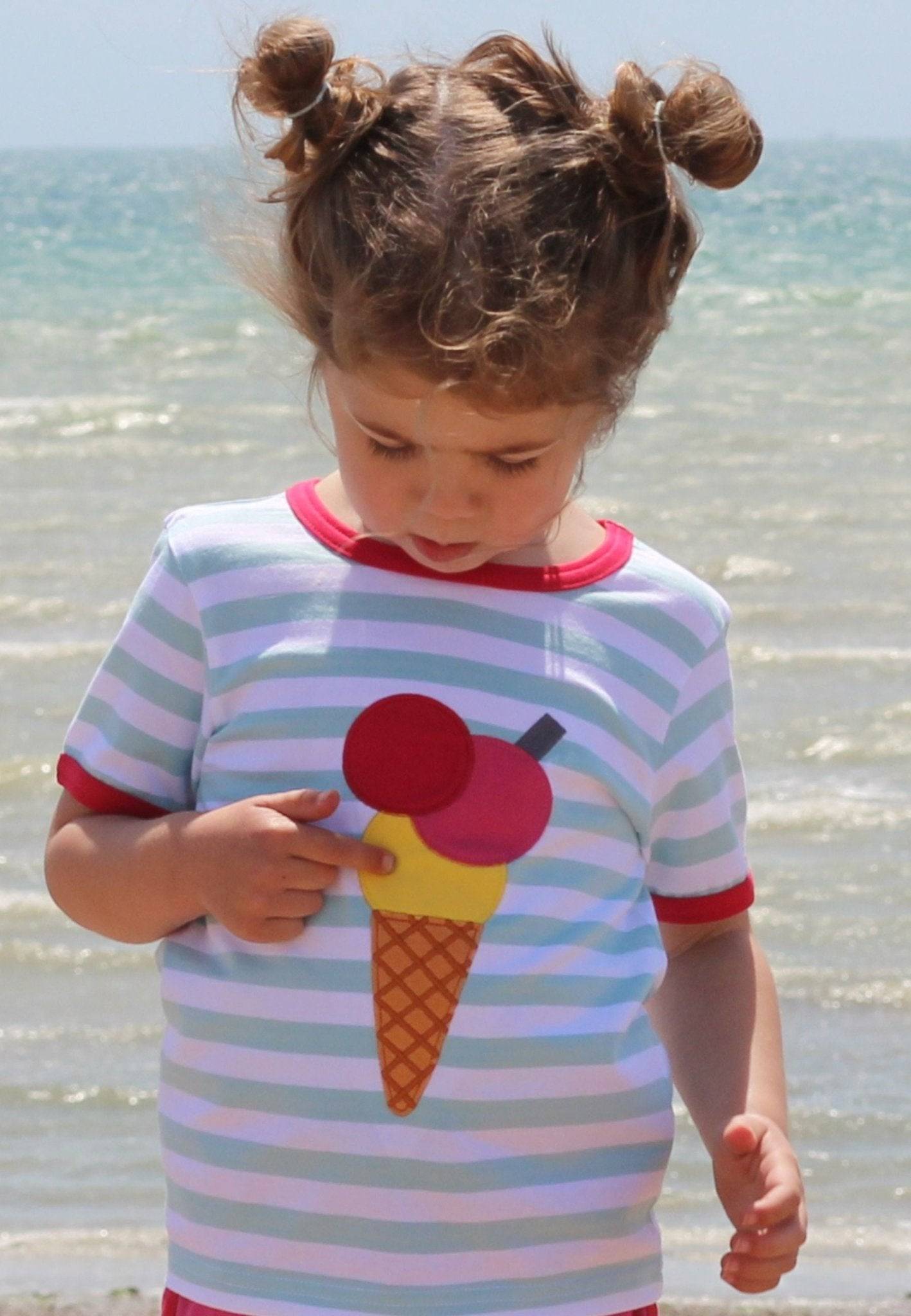 Organic Ice Cream Applique Short-Sleeved T-Shirt - 6-7y / 122cm