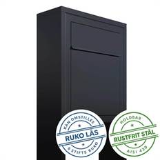 Sort Base Exclusive postkasse med stander - med RUKO lås - klassisk design