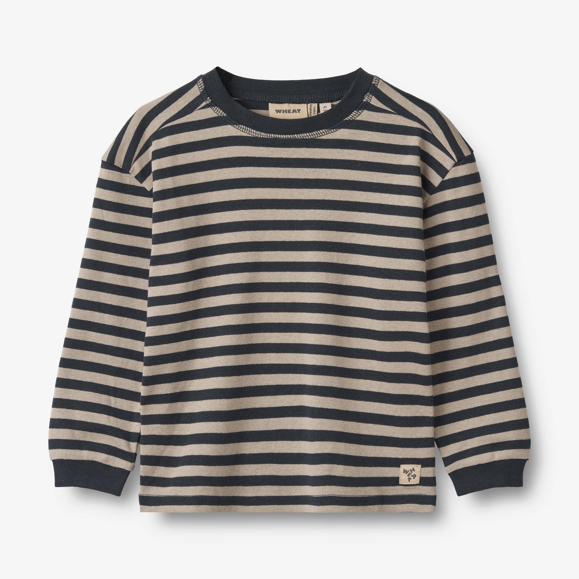 WHEAT® - Langærmet T-shirt Frans - navy stripe - Str 140.
