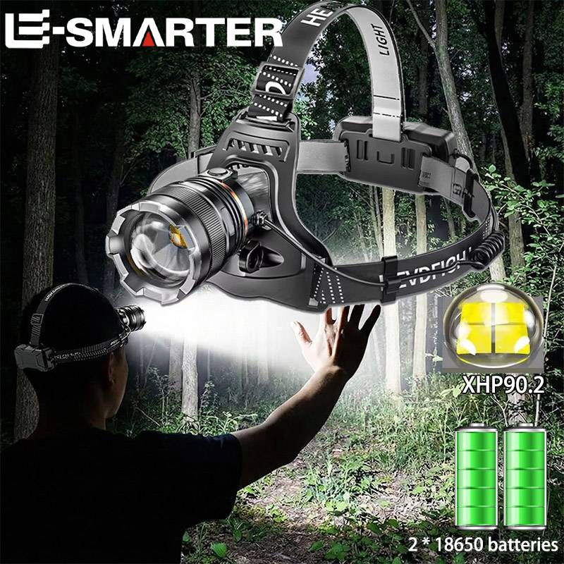Rechargeable Head Lamp Fishing Powerful LED Headlamp Searching Camping Head Flashlight with Sensor  or NO Sensor  Use 2*18650