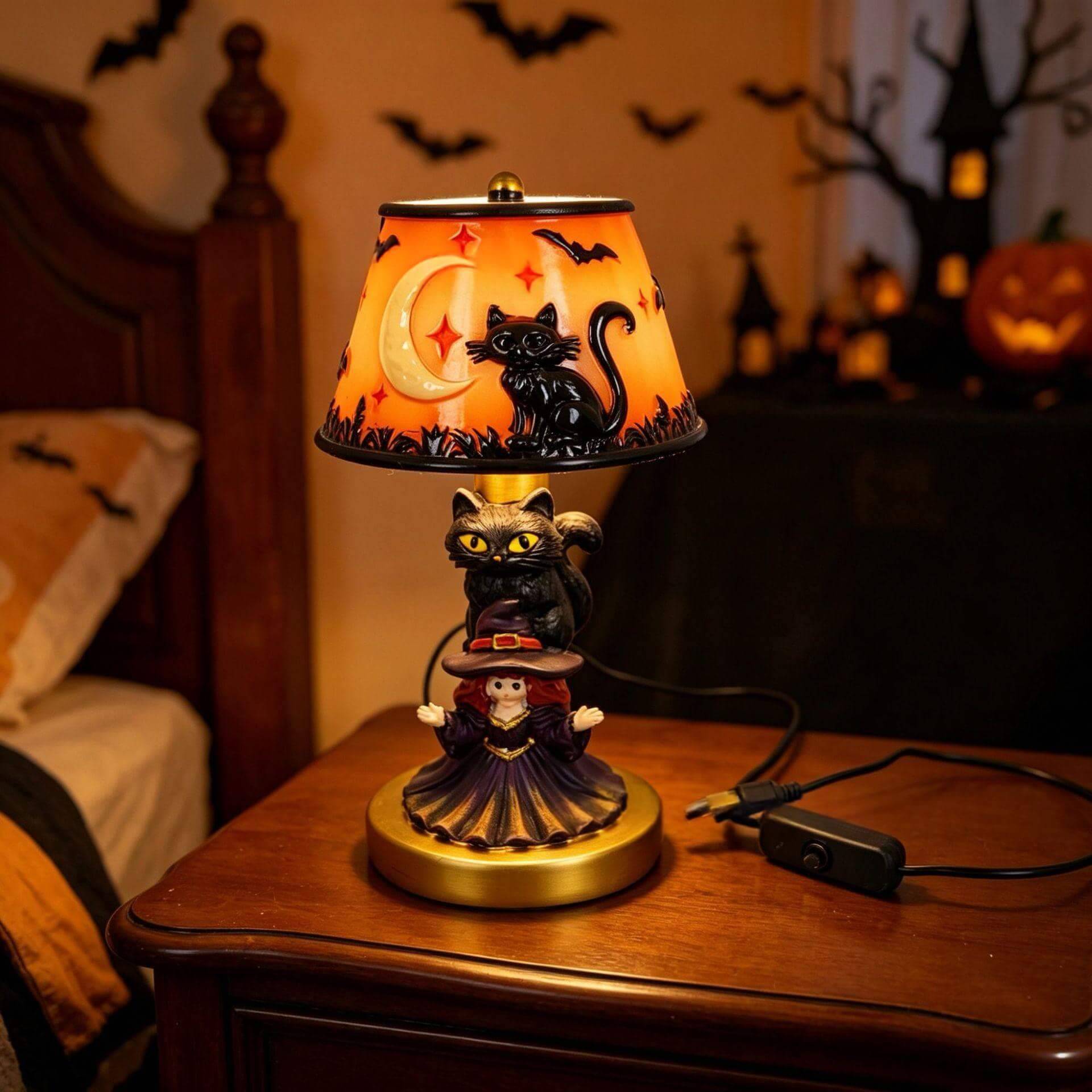 Halloween Night Light USB Powered Pumpkin Lamp - B Style / USB