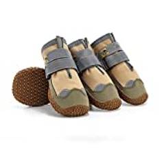 7HAHA3 Husdjursskor berg sulor hundstövlar med halkfria gummi reflekterande remmar för promenader löpning alla väder neopren tassskydd, beige, 4 (4,8 cm 10 kg)