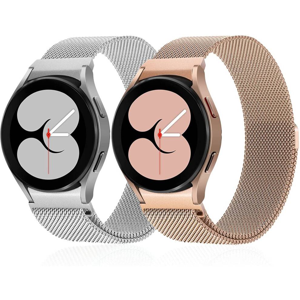 2-pak Milanese-rem kompatibel med Samsung Galaxy Watch7/FE/6/5/4-rem 40 mm 44 mm, rustfrit stål metalrem med magnetisk lås uden mellemrum til