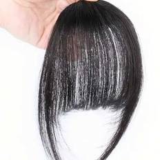 Clip In Bangs Real Human Hair Extensions Wispy Black Bangs Hår Clip On Bangs För Kvinnor Fransar Med Tempel Hårstycken Faux Bangs För Dagligt Bär - Svart