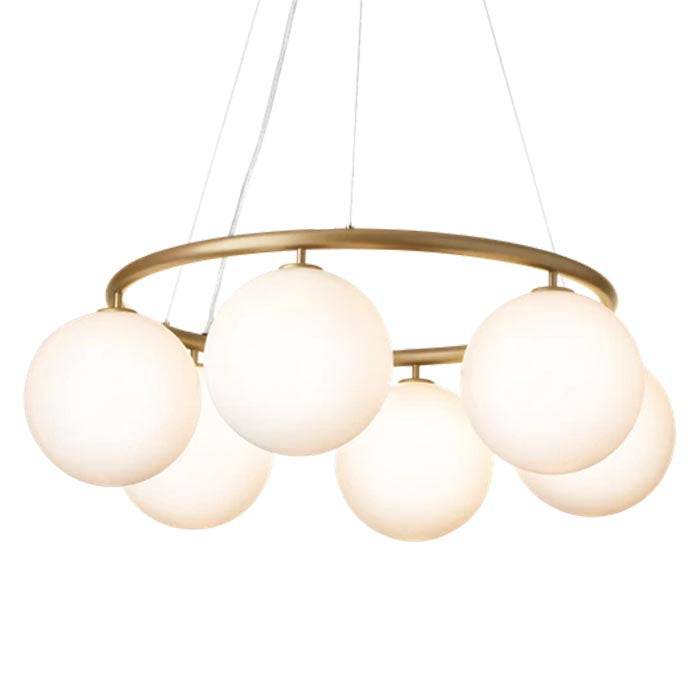 Miira 6 Loftlampe - Opal Glas - Bruneret Messing