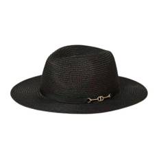 Twinset, Accessoarer, Dam, ONE Size, Polyester, Svart bredbrättad halmhatt med band - black (ONE SIZE)