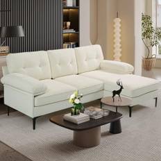 MEROUS Hörnsoffa – chenille-soffa, stoppat hörn, soffa i L-form – tvättbara kuddar – schäslong, kan monteras på båda sidor – 210 cm bred hörnsoffa, liten med 3-sitsig för lägenheter/vardagsrum –