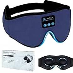 ZUXNZUX Bluetooth sömnmask, 3D sömnmask för kvinnor män, sovmask med hörlurar för resor Siesta Yoga Sidosovare Flygplan sömnmeditation (Blue)