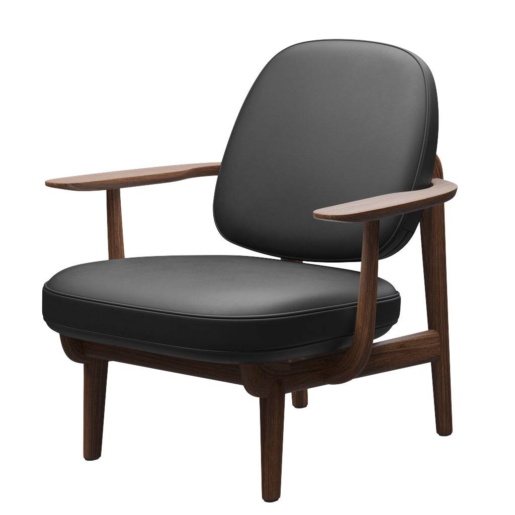 Fred Lænestol, valnødbejdset eg fra Fritz Hansen Essential læder - Black - Jacobsen Plus