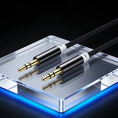 3,5 mm AUX-kabel, hane till hane, kompatibel med smartphones, bilstereo, hörlurar, MP3-spelare, stöder märken som , stabil röstöverföring, högkvalitat - Svart