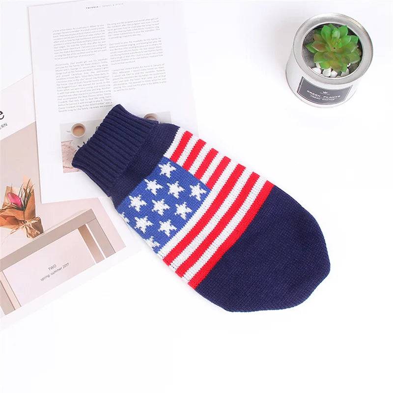 Animal Print Knit Sweater for Cats & Small Dogs - American Flag / 6-suggest 1-1.5kg / SPC (6-suggest 1-1.5kg)