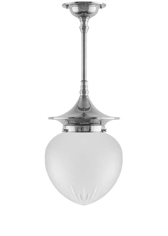 Badeværelseslampe - Loftslampe Dahlberg pendel 100 nikkel, matteret glas dråbe - 50 cm