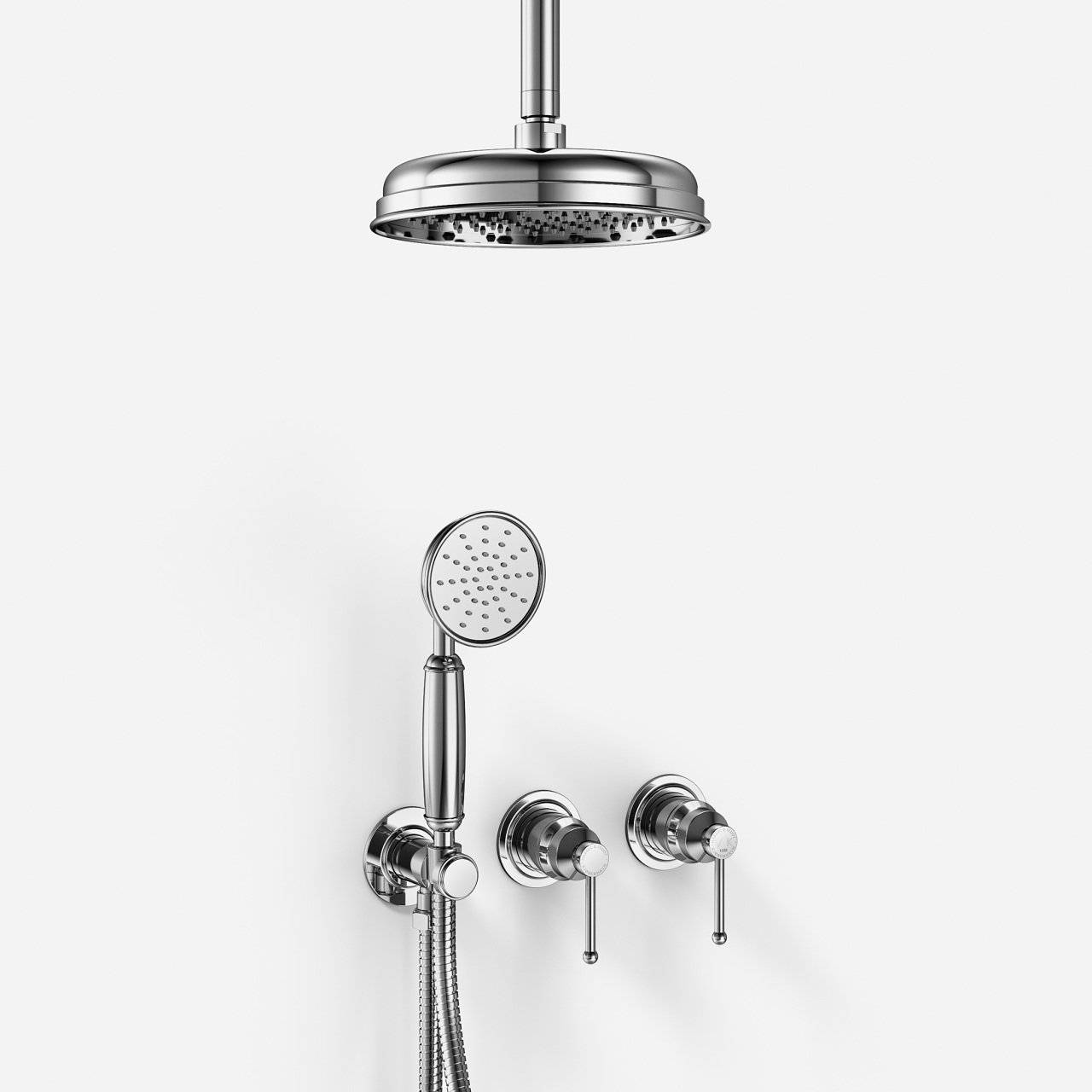 Hassel & Teudt HBR801 S02 - Brusesæt Ø21cm Loft Krom Brusearmatur - fra Bad&Stil.