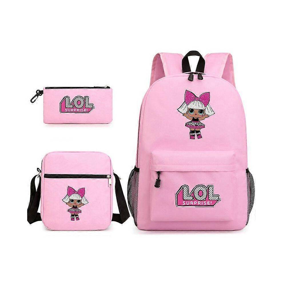 (3pcs set, 2) LOL Surprise Dolls Children School Backpacks for Girls Cute Cartoon Waterproof Lightweight Kids School Bag
