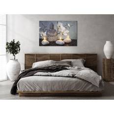 Tavla - Buddha and Stones (1 Part) Wide - I svart träram 120x80