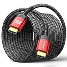 JSAUX HDMI-kabel 5 meter, 8K HDMI 2.1-kabel höghastighets Ethernet 48 Gbps 8K@60 Hz, 4K@120Hz, UHD HDR 10 eARC, Dolby Vision, 3D, VRR, kompatibel med PS4 Pro, PS5, 8K-spel, TV, Blu-ray-spelare