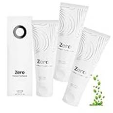 Zero tandkräm 10 % nano-hydroxiapatit, vitare tänder och frisk andedräkt, återhämtning av glas för munhälsa, non-stick och hål, fluoridfri tandkräm för känsliga tänder (3 st)