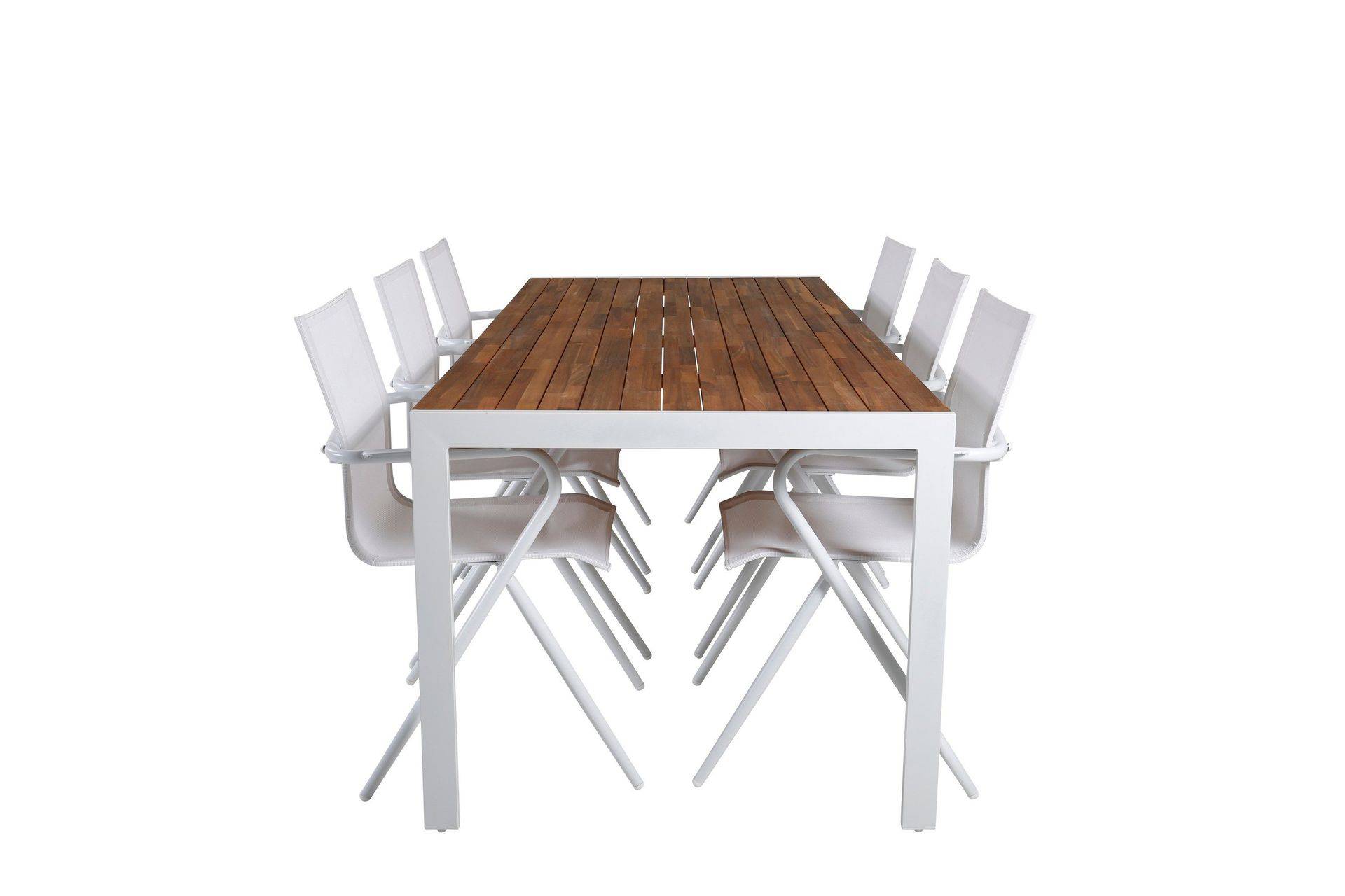 Bois Matgrupp 205cm + 6 Alina Matstolar Vit - utomhus Vit,Brun Venture Home