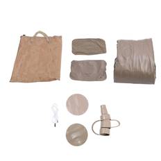 Air Mattress Champagne Brown 2 Person Raised Thickened Self Inflating Flock PVC 661.4lb Load