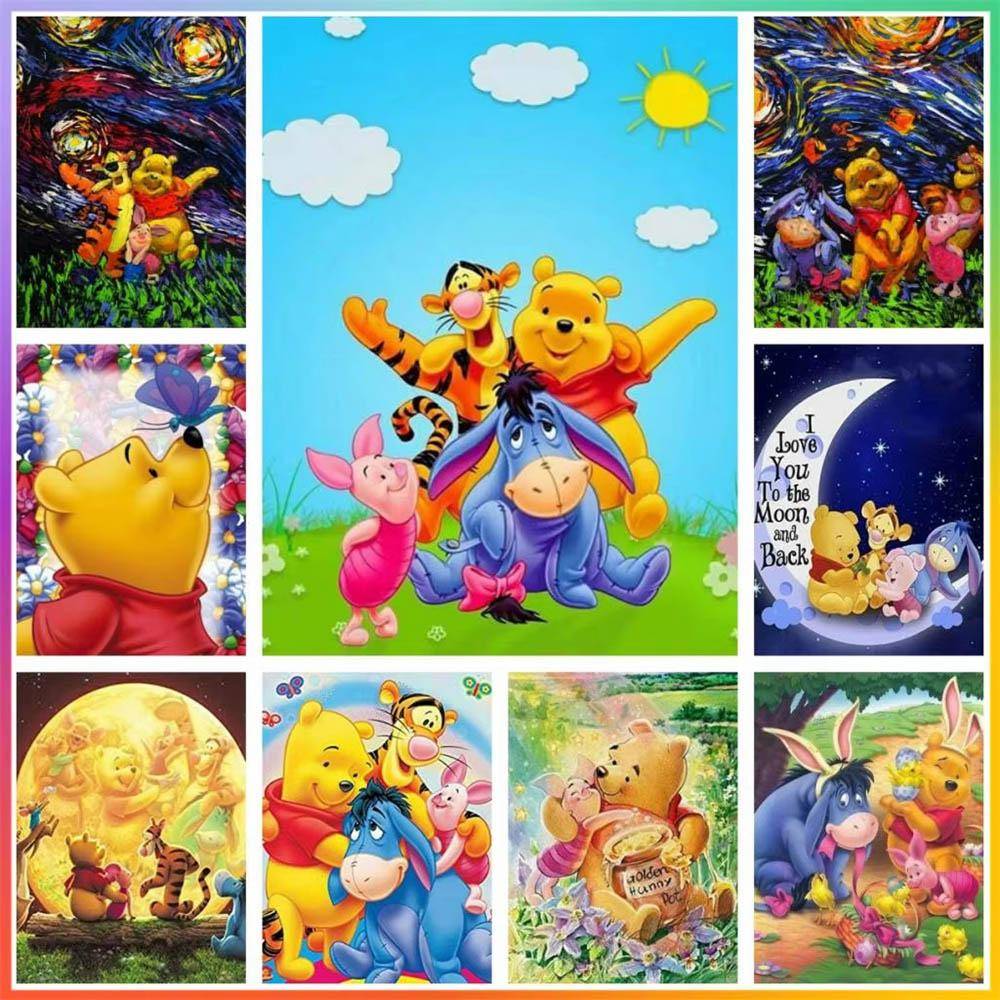 Winnie the Pooh Serie 5D Diamantmålning Full av Diamanter DIY Handgjord Diamantmålning Tecknad Dekorativ Målning Kit