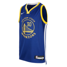 Golden State Warriors 2023/24 Icon Edition Nike NBA Swingman-trøje til større børn - blå - S