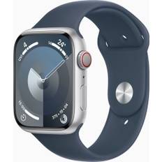 Apple Watch Series 9 Aluminium 45 mm (2023) | GPS + Cellular | silver | Sportband stormblå M/L