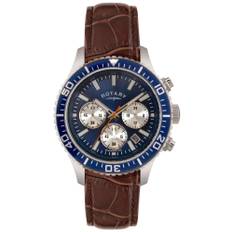 Rotary Classic Blue Dial Brown Leather Strap Men's Chronograph