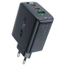 Hurtig GaN oplader 2x USB-C USB-A PPS PD QC4+ 65W sort
