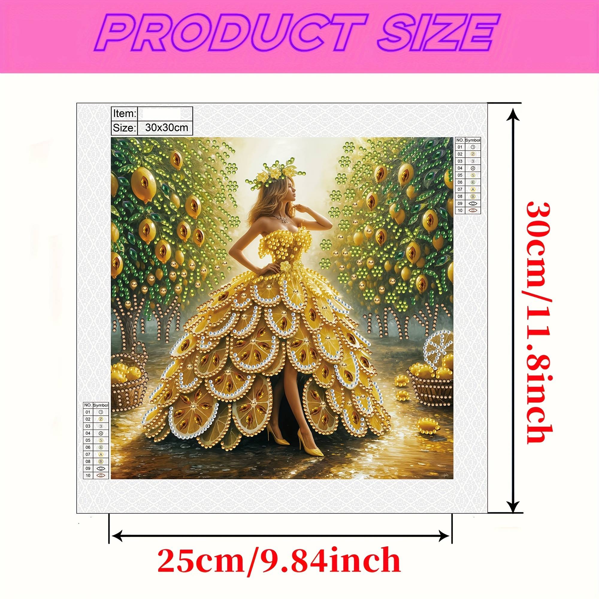5d Diy Diamond Painting Kit For Beginners - Lemon Dress Beauty Series, Unique Shaped Crystals, Frameless 11.8x11.8in Canvas Artwork, Living Room & Bedroom Decor