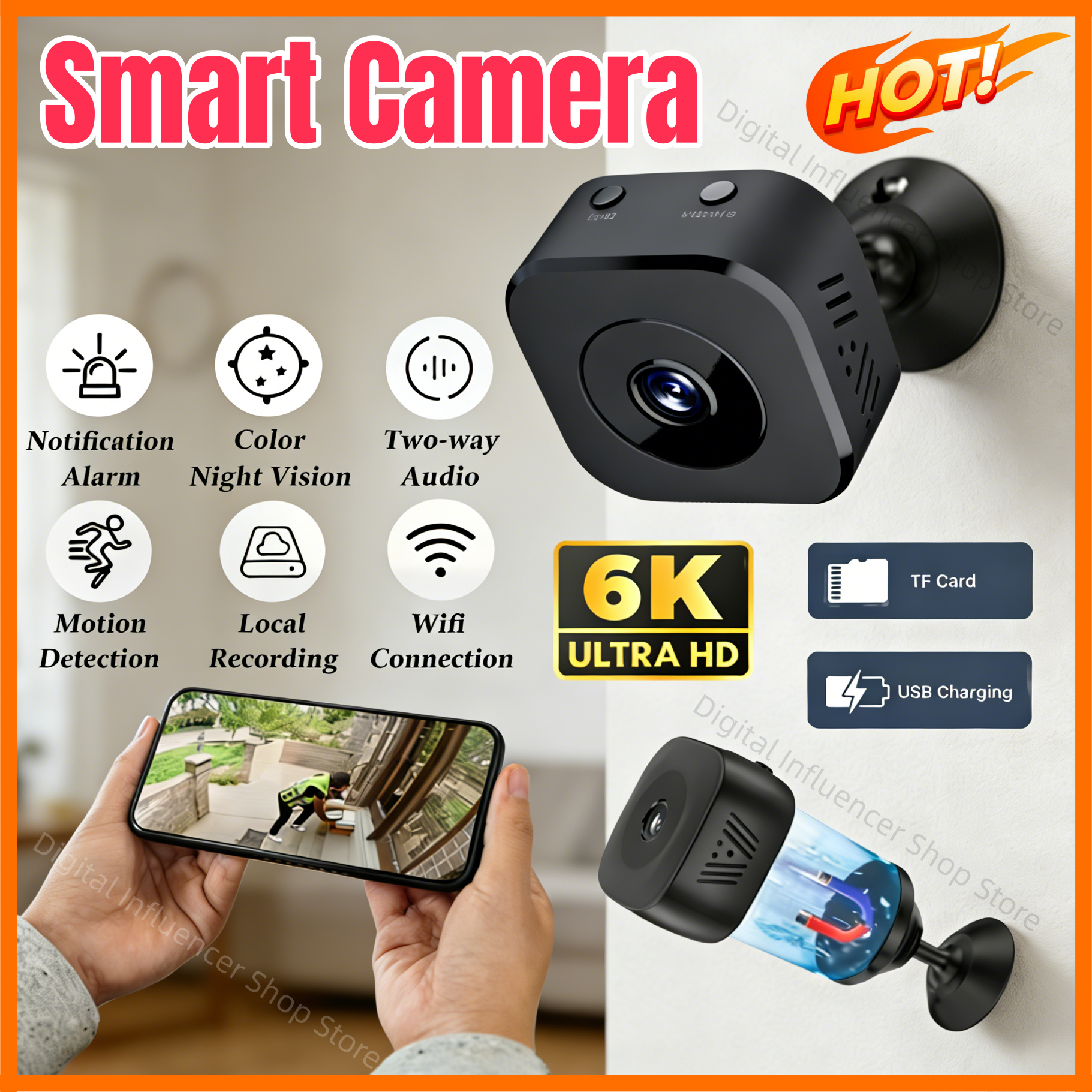 New Mini Security Camera Pro 4K FullHD WiFi Surveillance 2 Way Audio Motion Detection Infrared Night Vision Security Camera