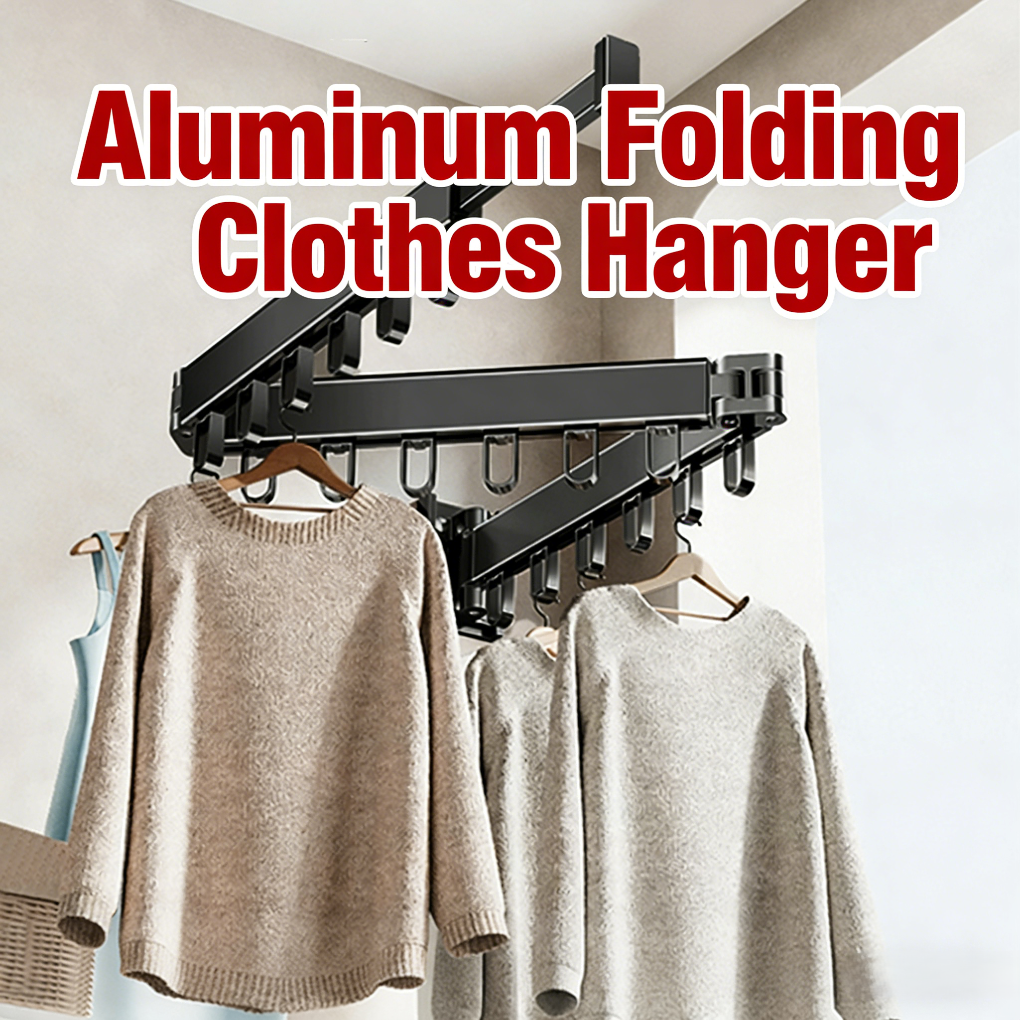 Wall-Mounted Laundry Drying Rack 13kg Capacity Space-Saving Rust-Proof Aluminium Clothes Hanger Indoor/Outdoor Use