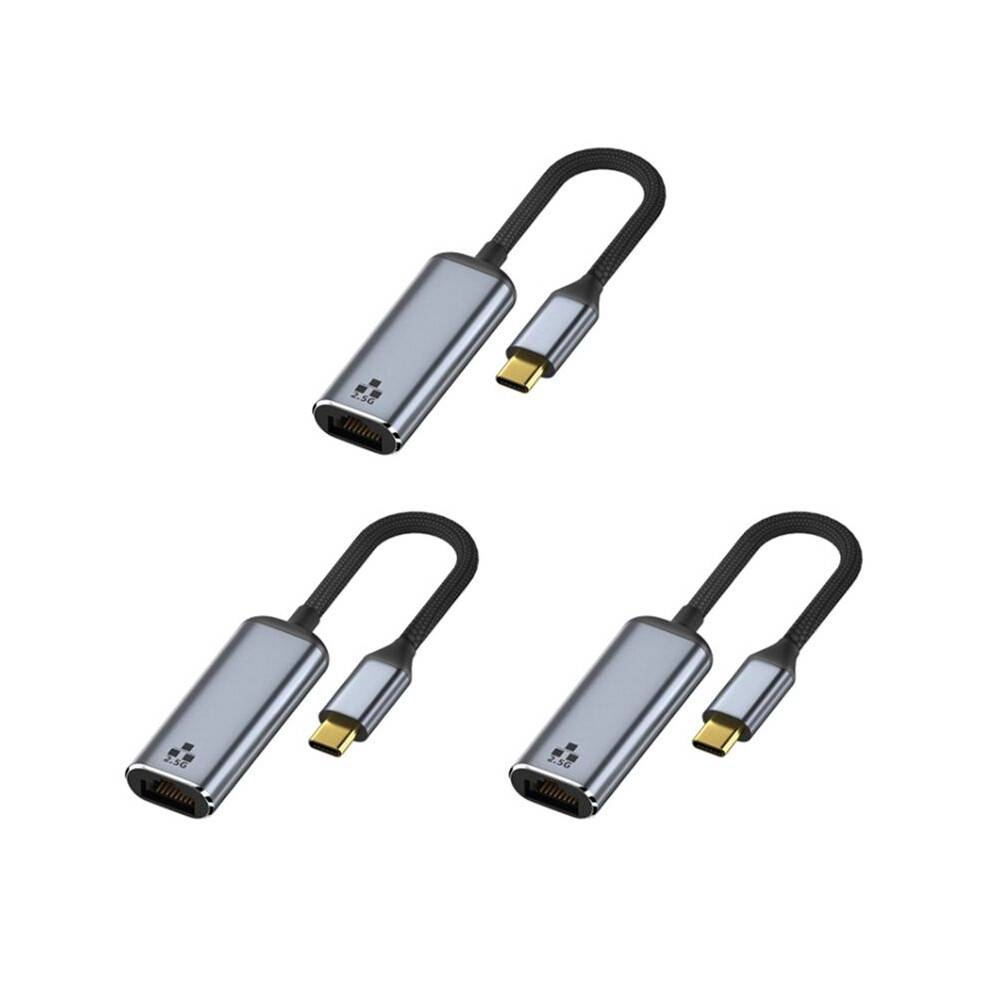 3X 2500Mbps 2.5G USB C Ethernet Adapter 2.5 Gigabit Type C to Lan RJ45 Network Card for Pro USB 3.0 Adapter