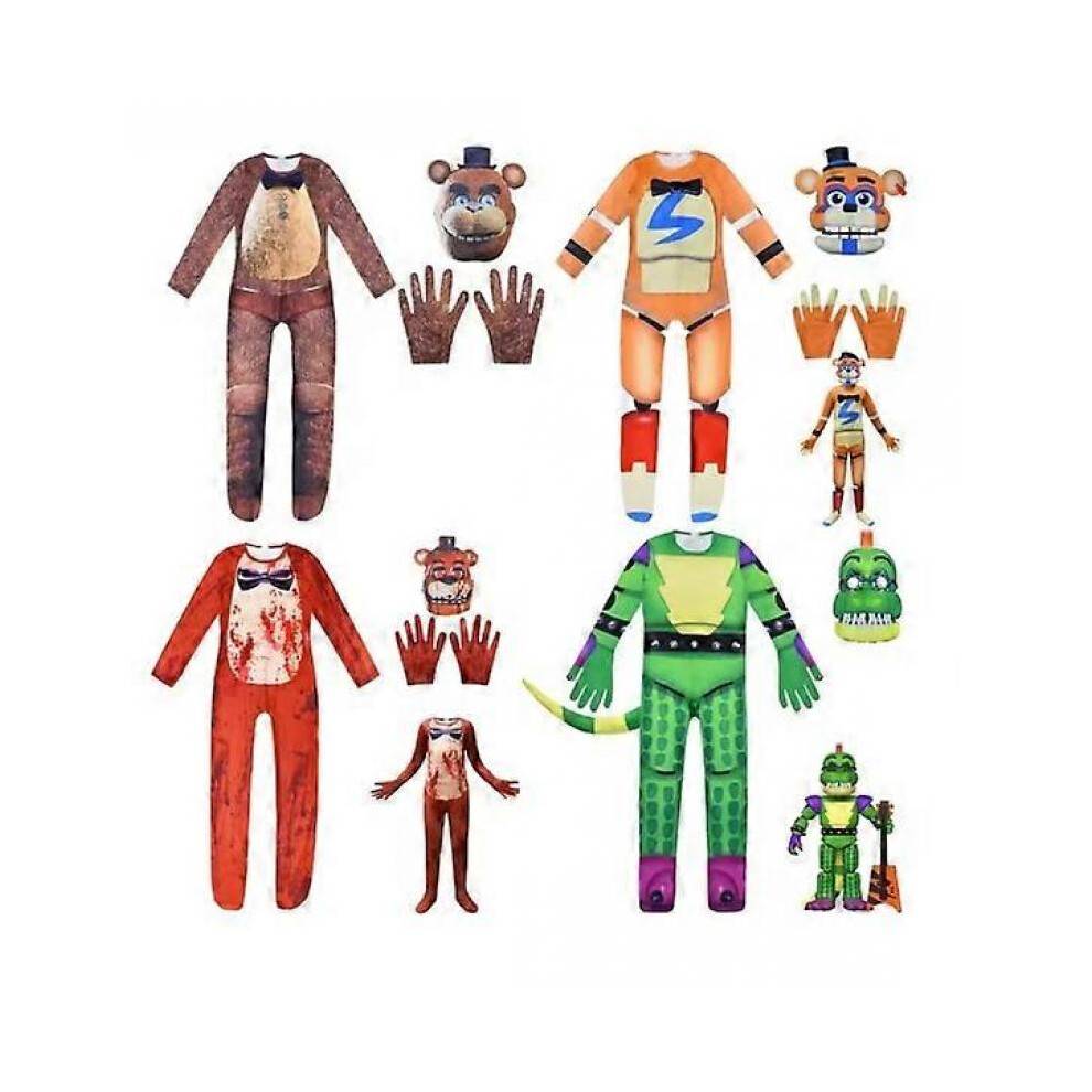(130 cm, Green) Five Nights Freddy Cosplay Costume for Kids Horrible Halloween Jumpsuit Nightmare Bonnie