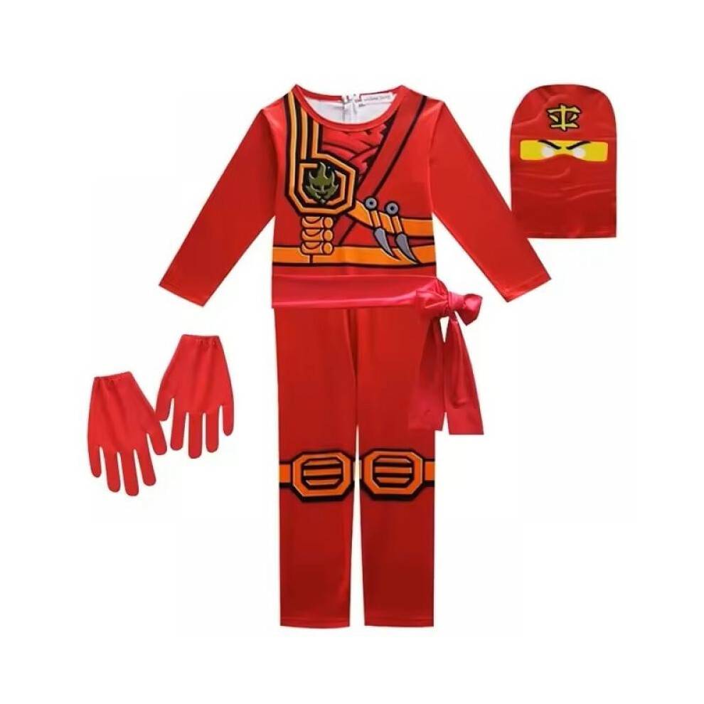 (3 years/4 years) Ninjago Kids Red Ninja Costume Age 5-6 Halloween Party Dress Up Funny Gift
