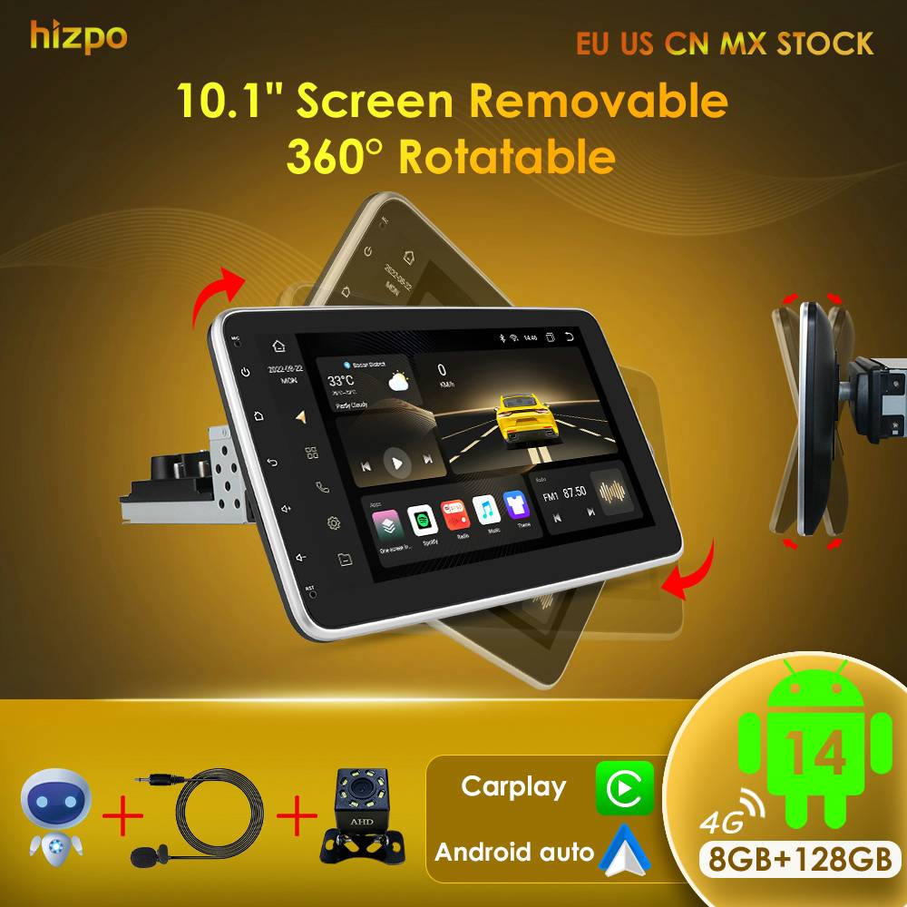 Hizpo 10.1" Universal CarPlay Android Auto Radio For VW Volkswagen Fiat Renault Nissan Hyundai 4G Car Multimedia Autoradio 1 Din