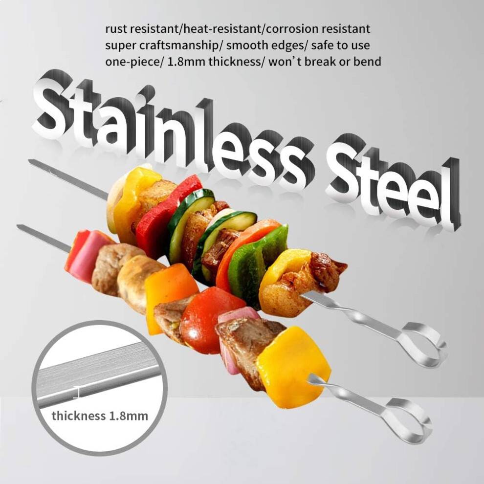 Grillspyd, Vinklet spids for sikker og nem påfyldning, Varmebestandigt rustfrit stål for sikker madlavning, Ergonomisk håndtag giver et