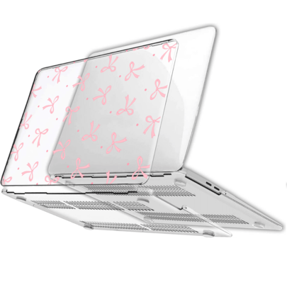 Transparent laptopfodral med rosett, kompatibel med Apple bärbara datorer, slitstarkt plastskyddsfodral med hårt skal, lämplig för Air Pro - fluga (Multi-size)