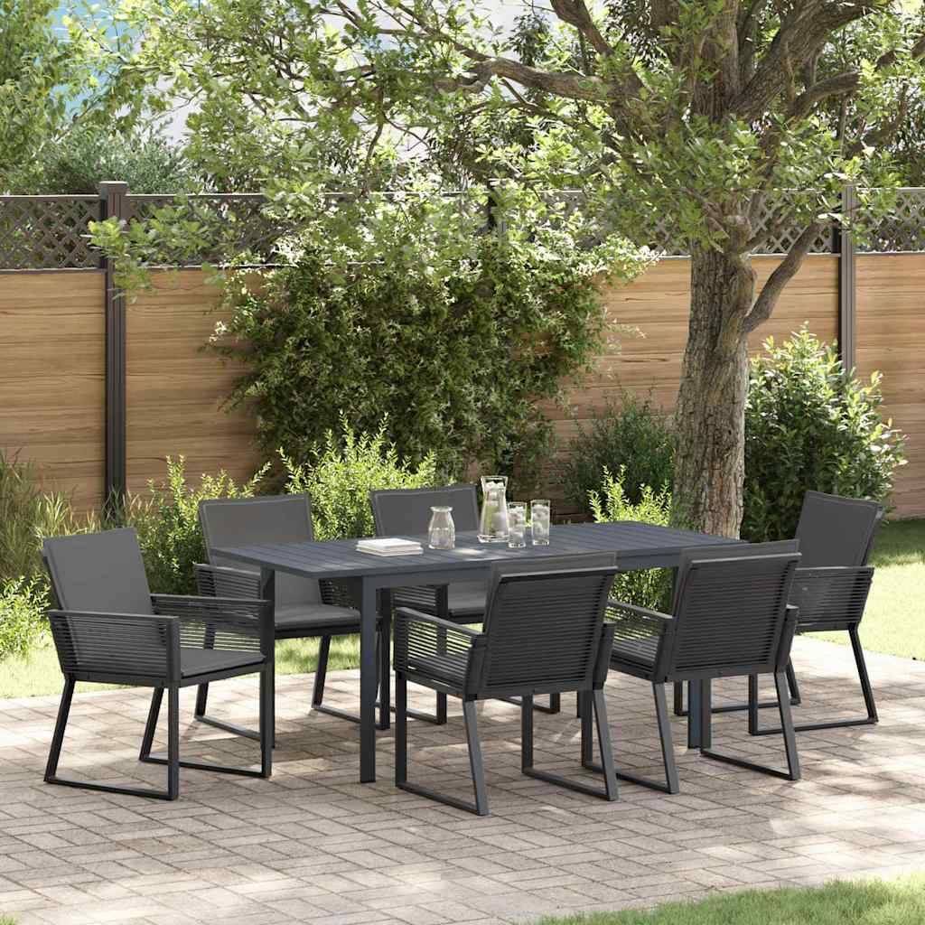vidaXL Have Spisebordssæt 7 pcs Antracit polyrattan