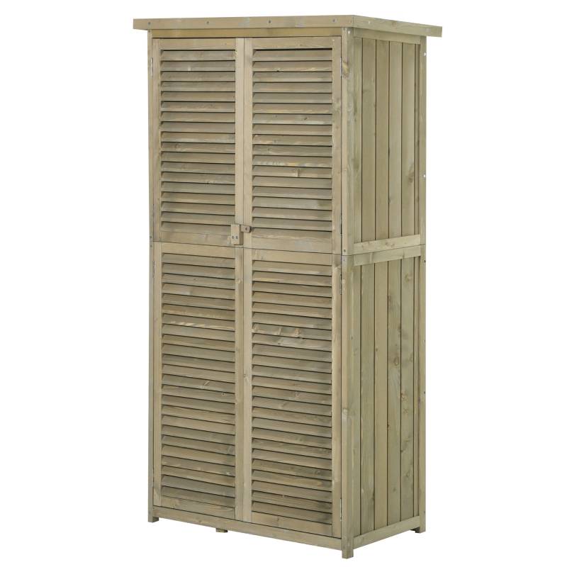 Trädgårdsskåp lamelldörr 4 fack 87x46,5x160 cm