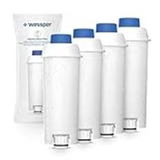 Wessper 4-pack Ersättningsfilter för Delonghi Kaffemaskiner DLSC002, SER3017 & 5513292811 - Kompatibel med ECAM-, ESAM-, ETAM-Serien | Passar Dinamica, PimaDonna | Vattenfilterpatroner Aktiverad