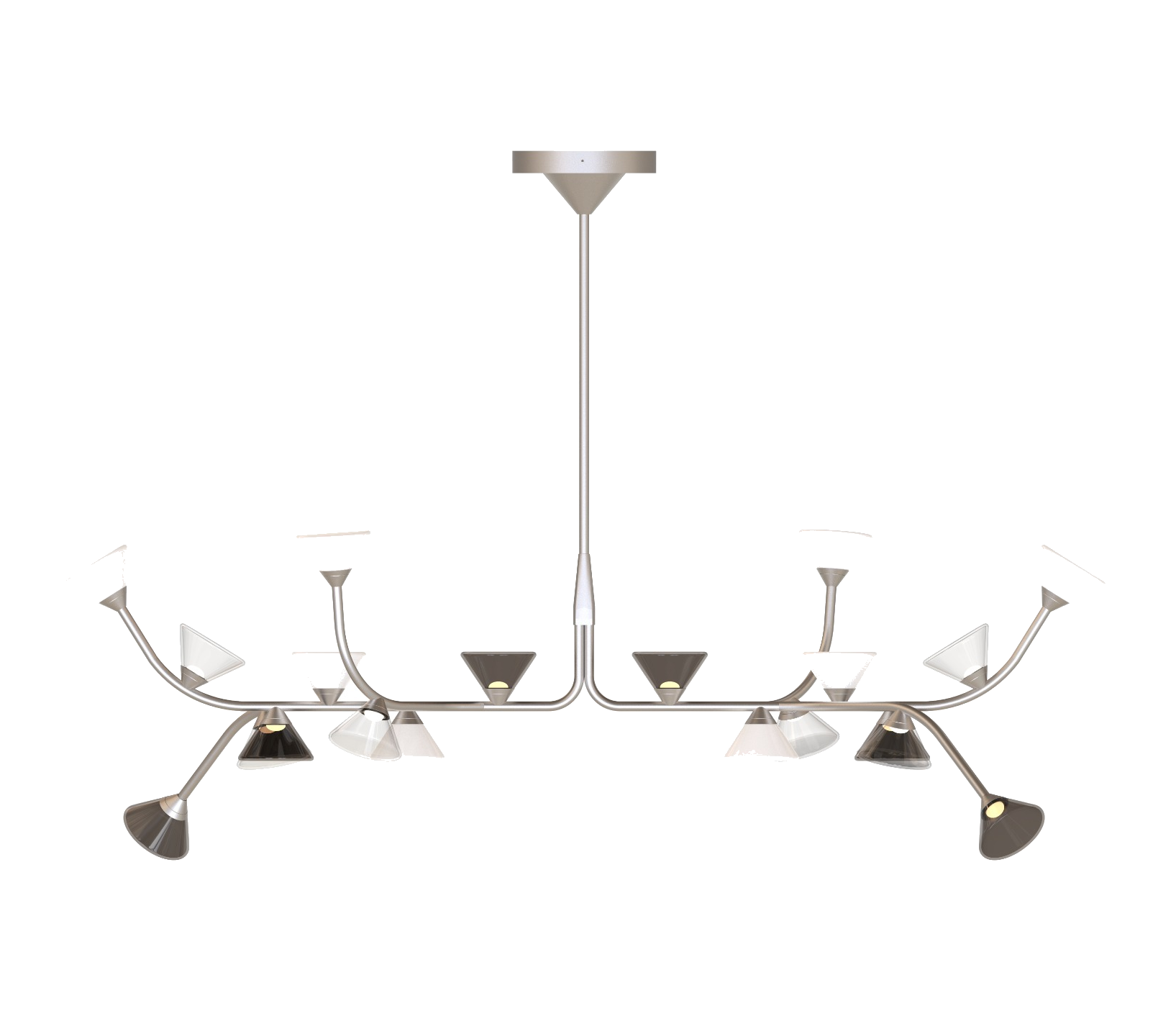 TOOY - LINFA 565.12 Lysekrone, Opaque Nickel/Smoke, White & Clear Glass