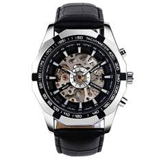 RORIOS Herrklocka automatiska mekaniska klockor lysande armbandsur med rostfritt stål rem självuppdragande armbandsur, Silver, 240mm, Mekanisk, självuppdragande
