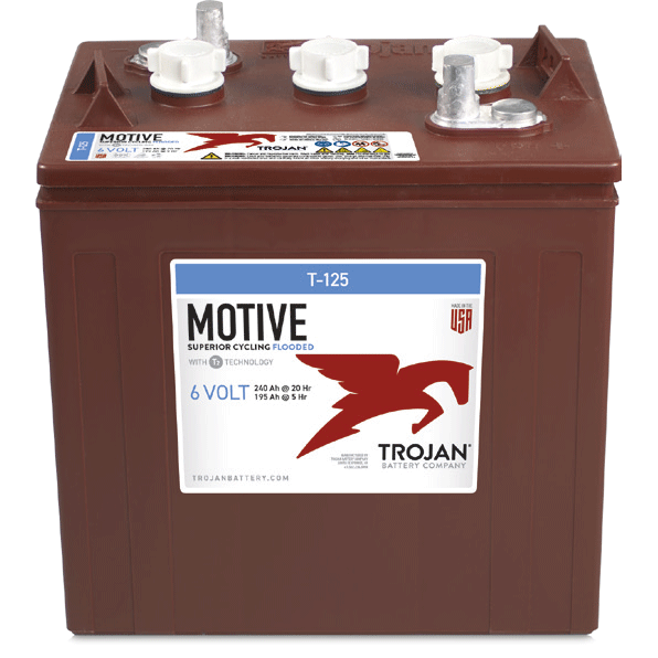 Trojan T-125 Deep Cycle 6V 240Ah Blybatteri.