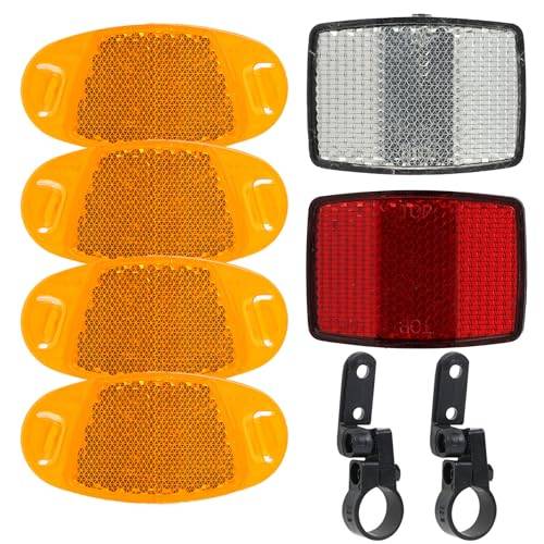 Fllyvly Ekreflektorer cykelset – 6 stycken, reflektorer cykel fram och bak, kattögon cykel för barn, vägcykel, MTB, e-cykel, ekreflektorer orange synlighet upp till 200 m