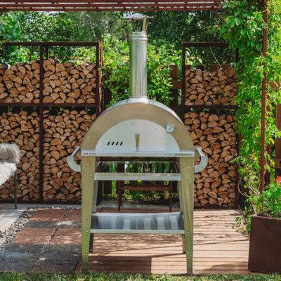 GrillSymbol pizzaugn med bord Pizzo-set-inox