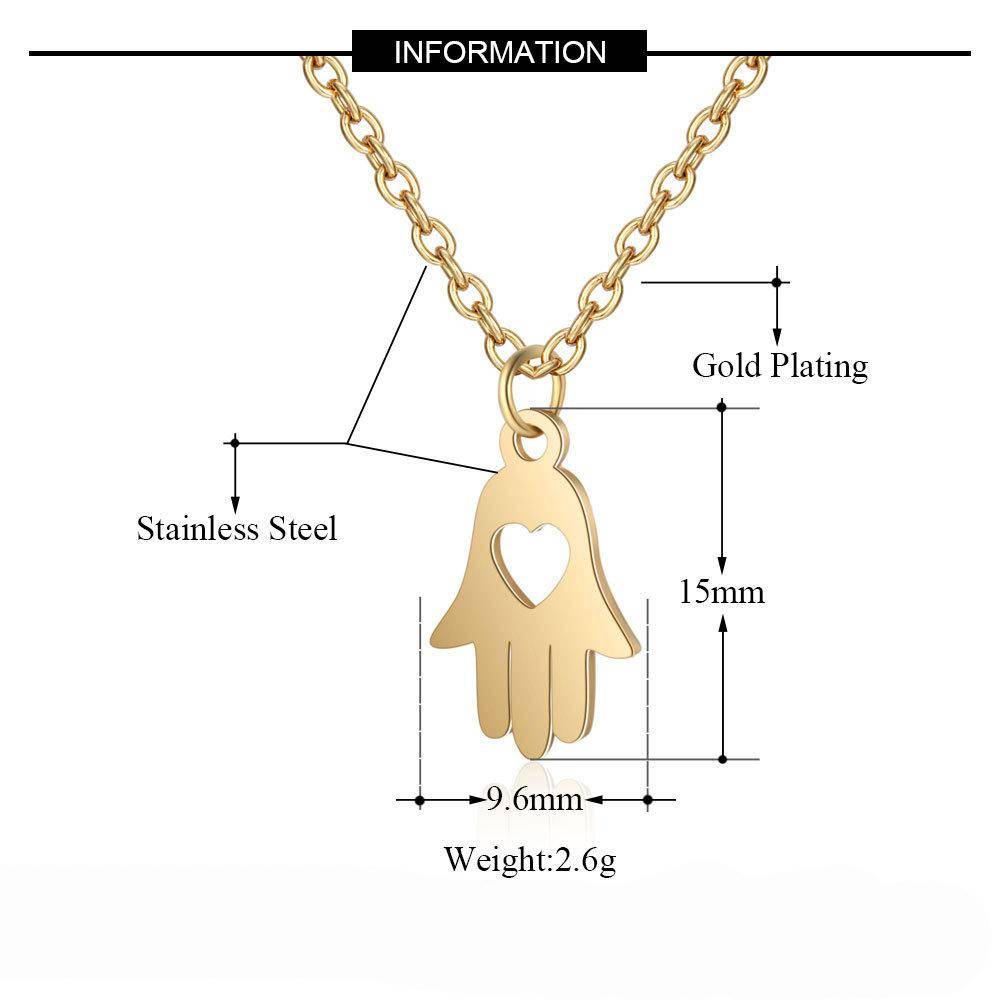 Sött Litet Hamsa Fatima Hand Hänge Guld Silver Färg Rostfritt Stål Litet Hjärta Handflata Halsband För Kvinnor Flickor Smycken Gåva